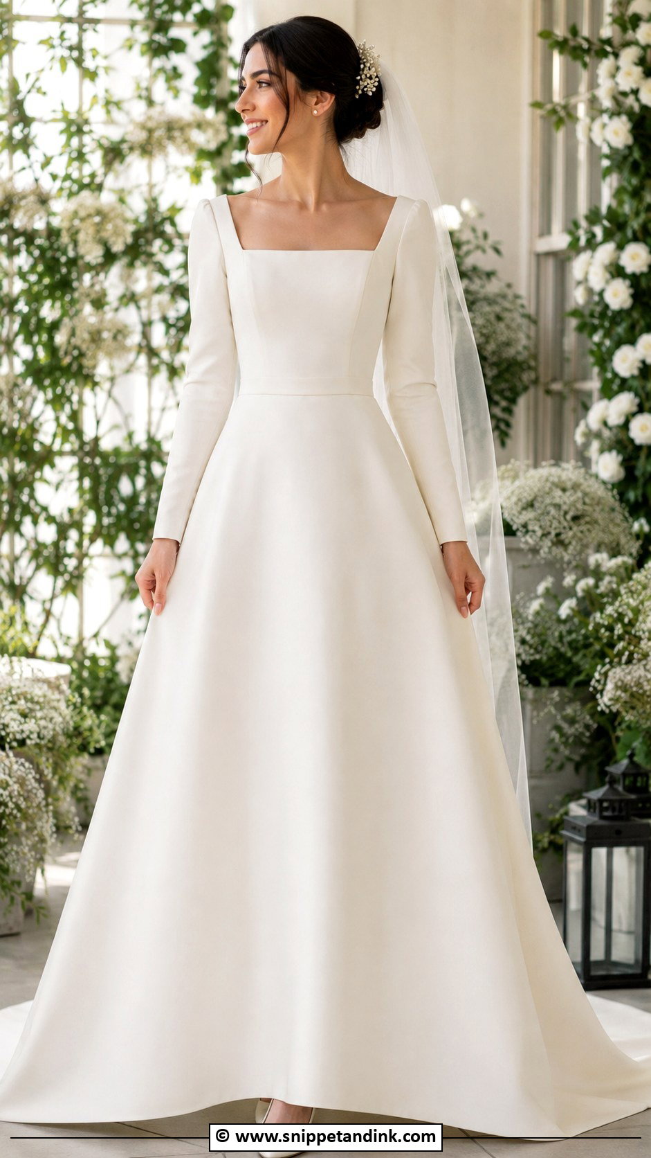 Modest Square Neck Wedding Dress - Snippet and Ink - 30 Conservative Wedding Dress Ideas
