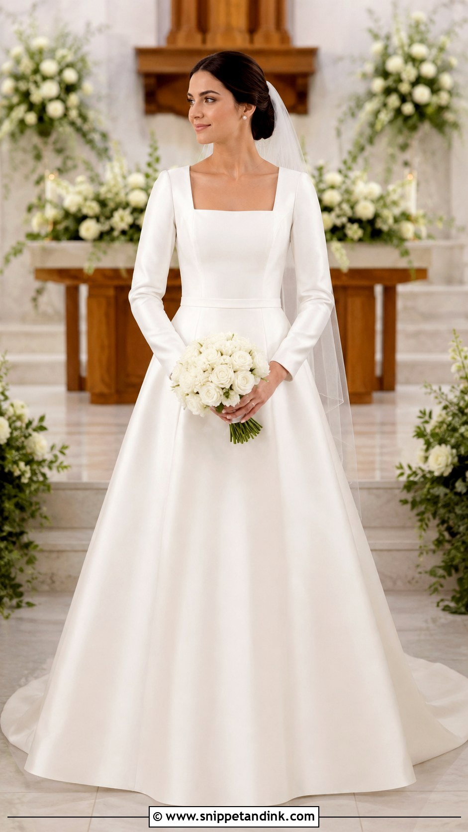 Modest Square Neck Wedding Dress - Snippet and Ink - 25 Modest Bridal Ideas