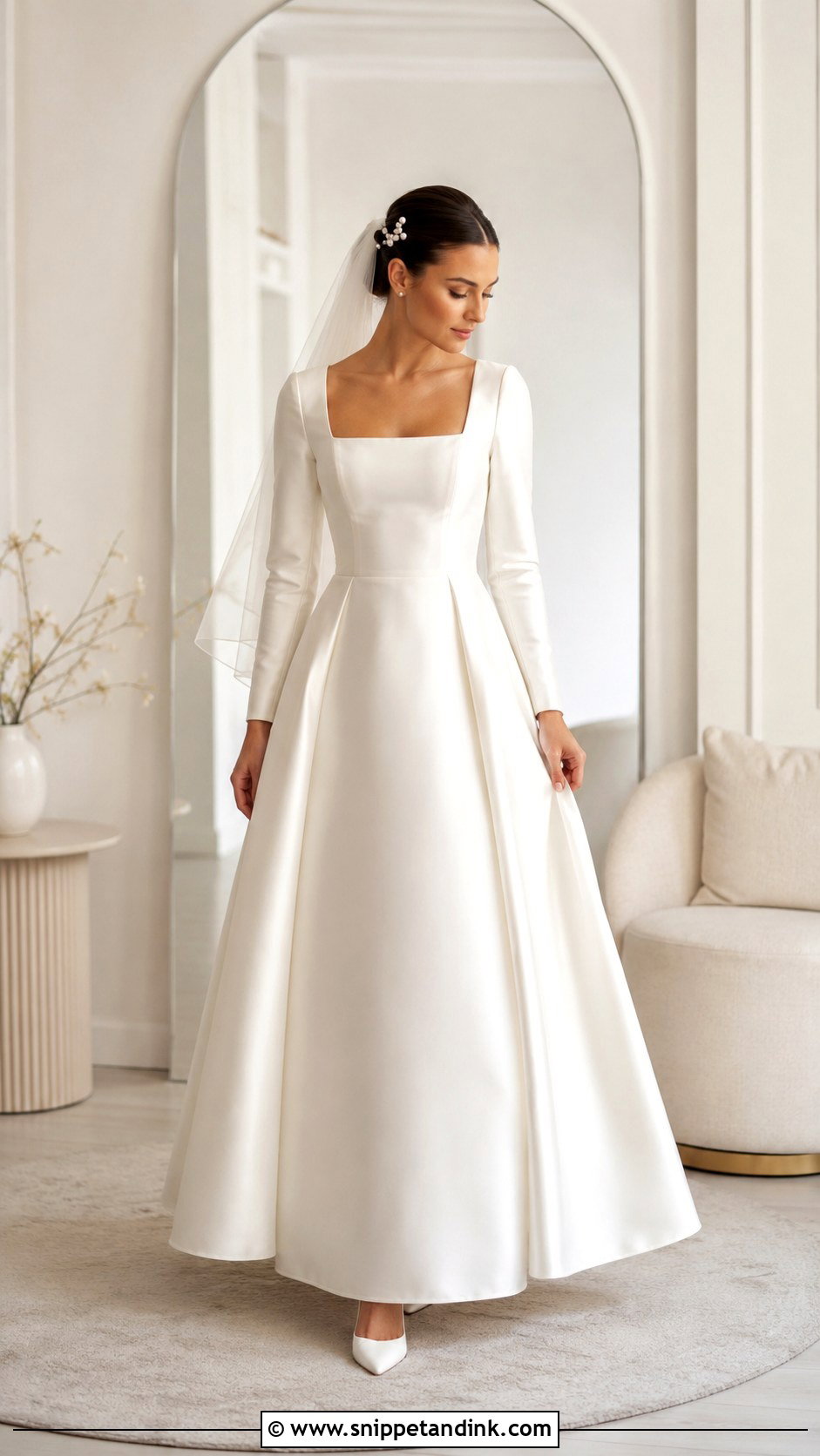 Modest Square Neck Wedding Dress - Snippet and Ink - 25 Modest Bride Dress Ideas