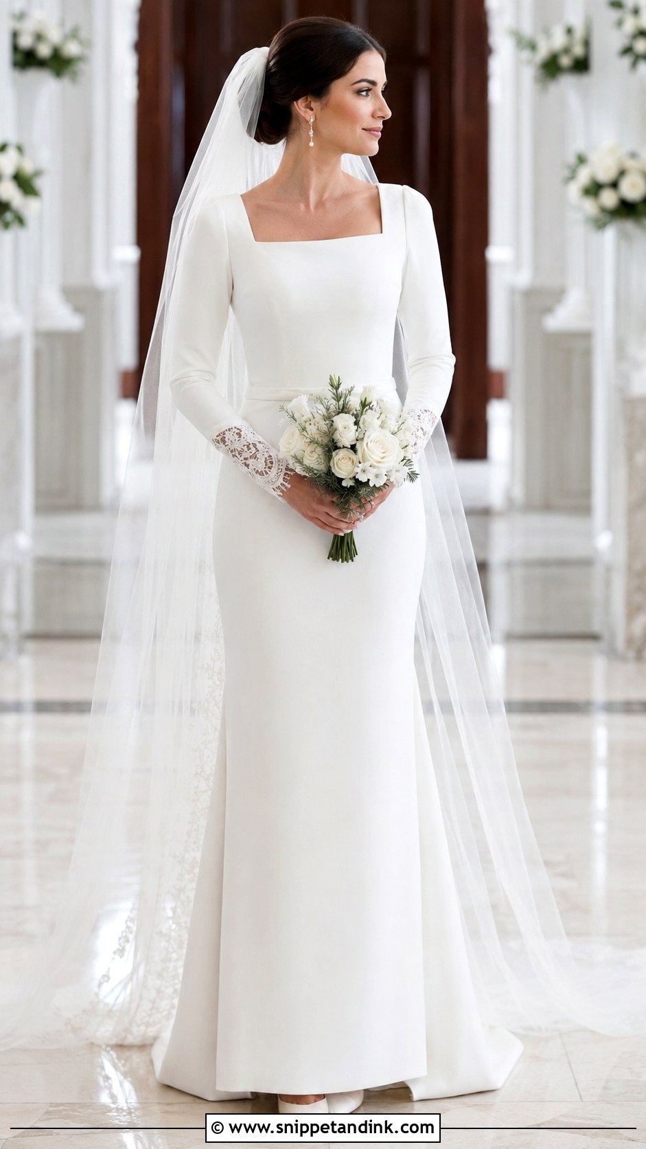 Modest Square Neck Wedding Dress - Snippet and Ink - 20 Nicola Peltz Wedding Dress Ideas