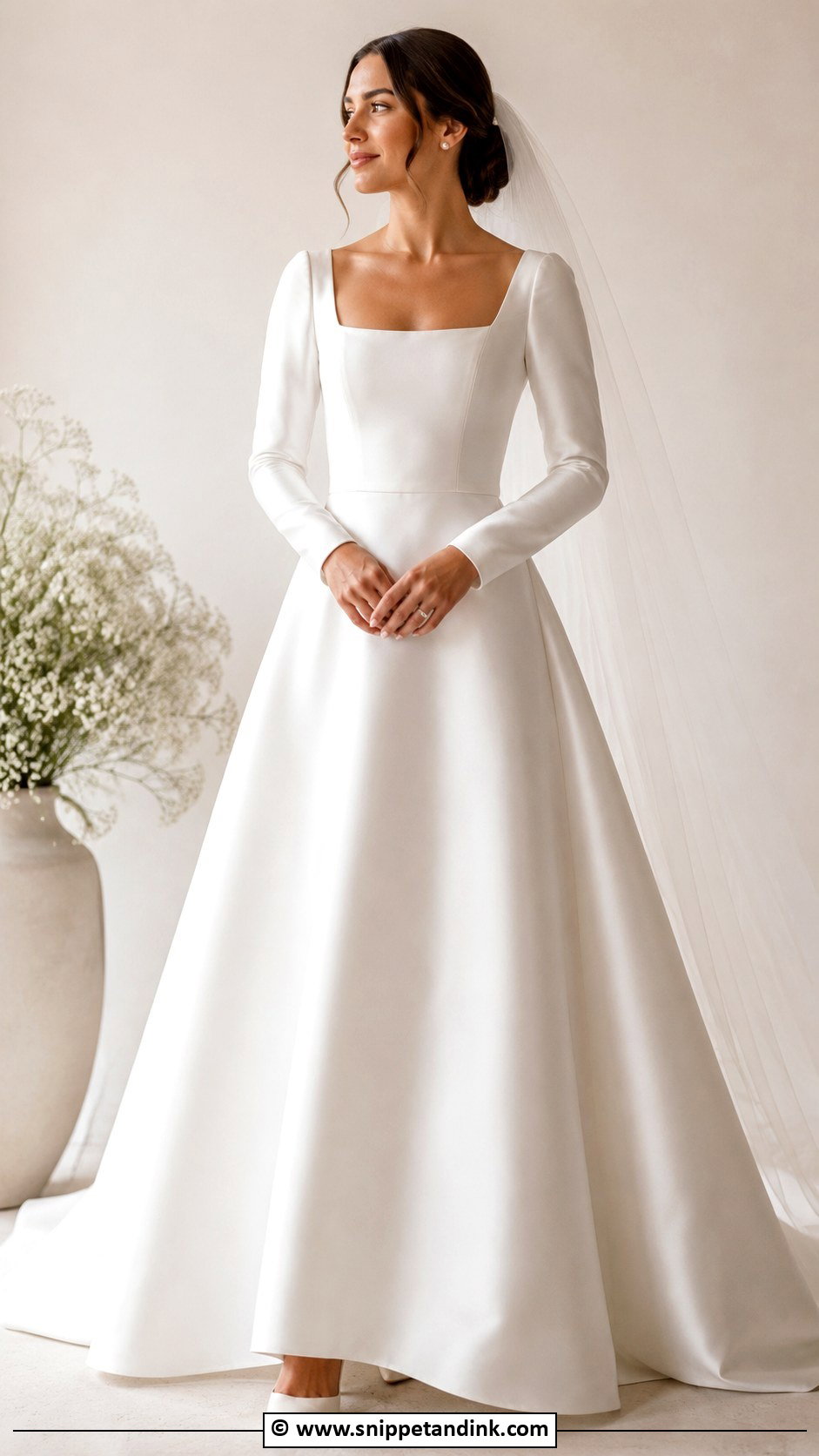 Modest Square Neck Wedding Dress - Snippet and Ink - 25 Elegant Modest Wedding Dresses