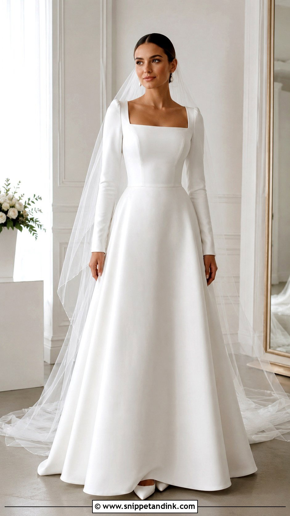 Modest Square Neck Wedding Gown - Snippet and Ink - 25 Modest Wedding Gowns
