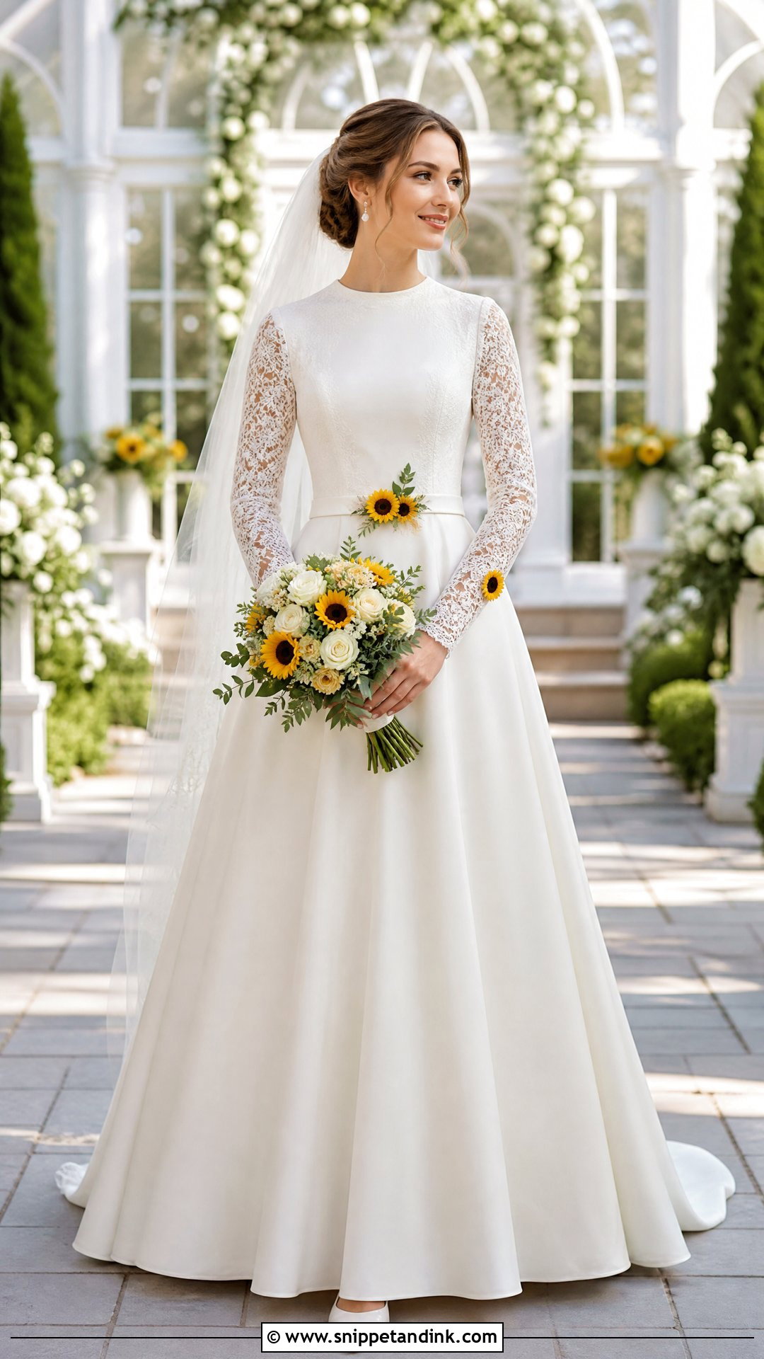 Modest Sunflower Wedding Dress - Snippet and Ink - 25 Sunflower Wedding Dress Ideas
