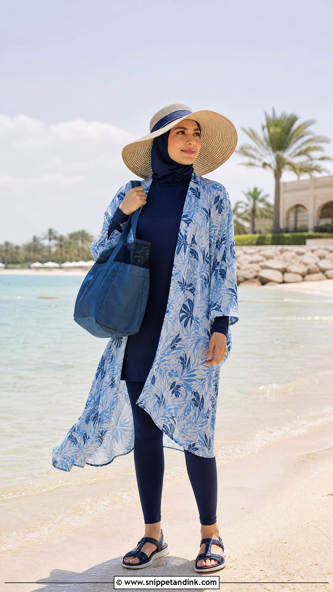 Modest Swimwear And Beach Kimono Hijabi Honeymoon Outfit - Snippet and Ink - 20 Hijabi Honeymoon Outfits