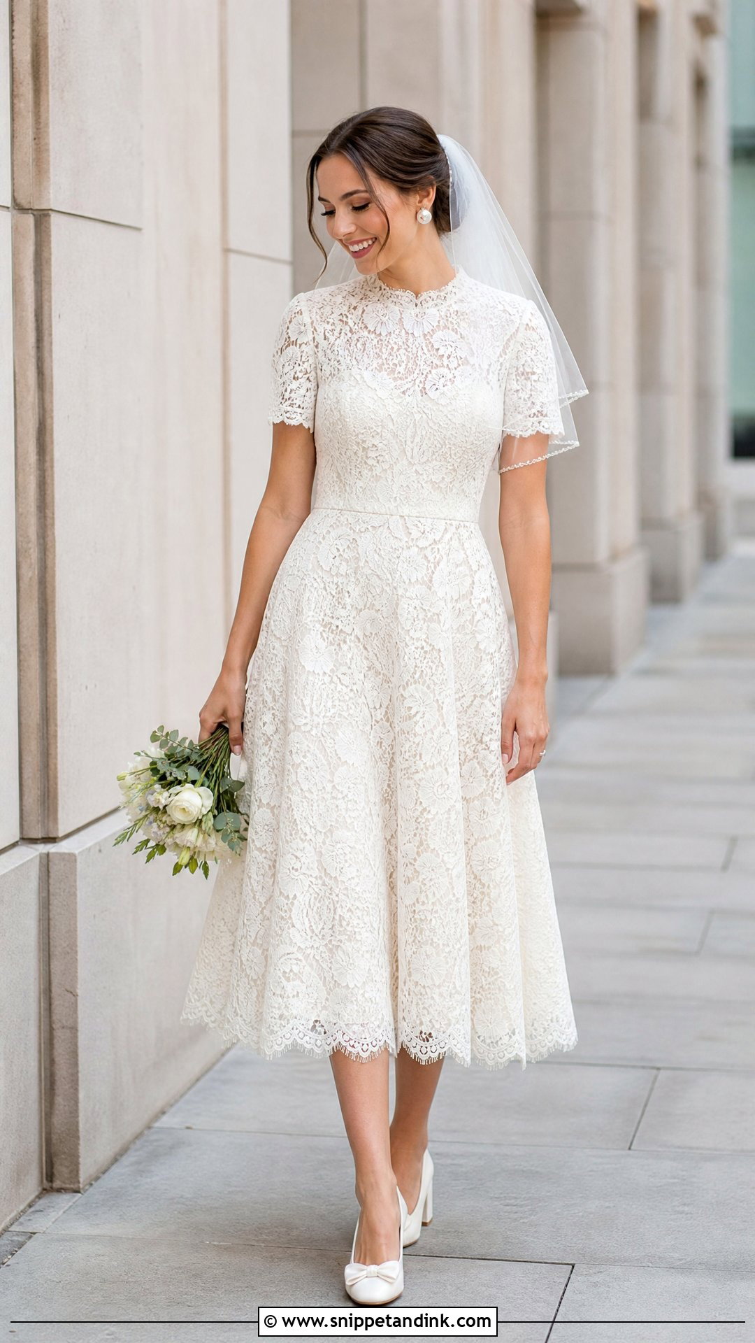 Modest Tea Length Bridal Dress - Snippet and Ink - 25 Modest Bridal Dresses