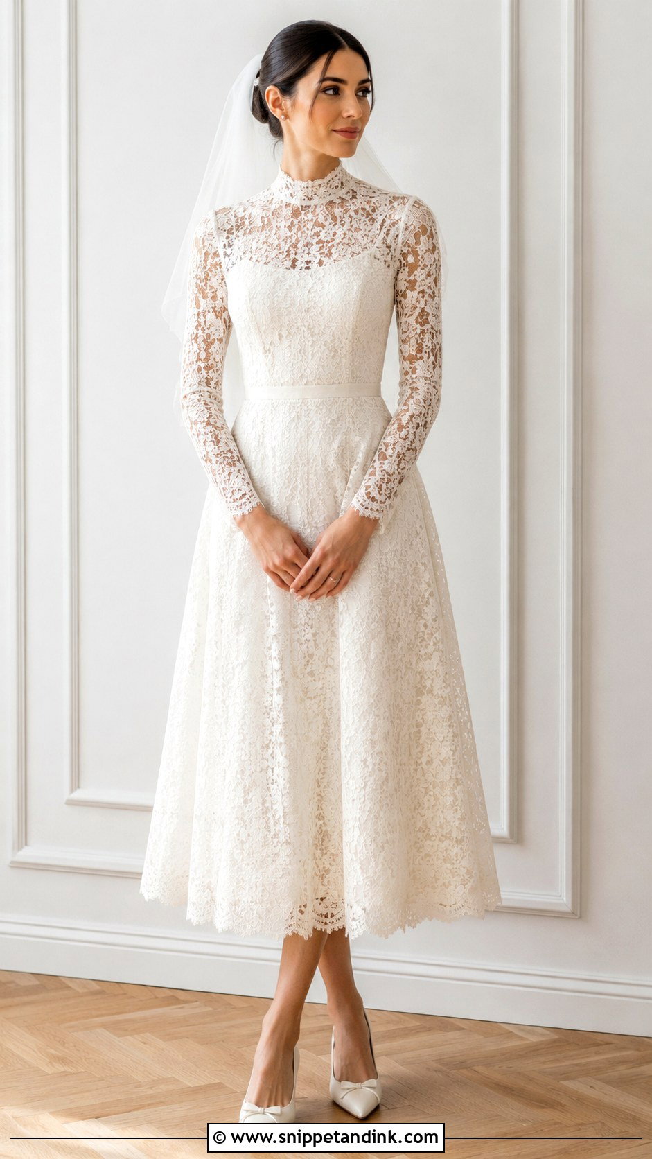 Modest Tea Length Bridal Gown - Snippet and Ink - 30 Modest Bridal Gowns