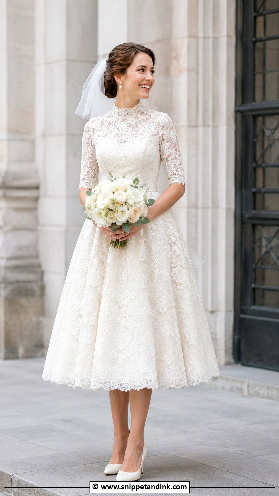 Modest Tea Length Wedding Dress - Snippet and Ink - 30 Conservative Wedding Dress Ideas
