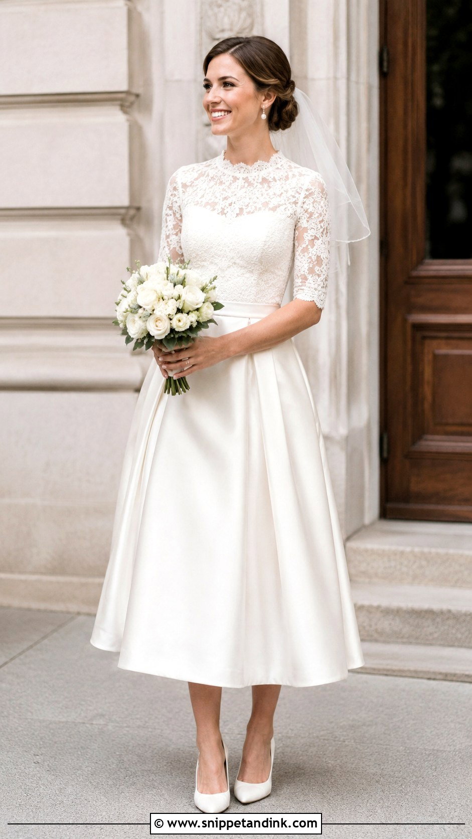 Modest Tea Length Wedding Dress - Snippet and Ink - 25 Modest Bridal Ideas