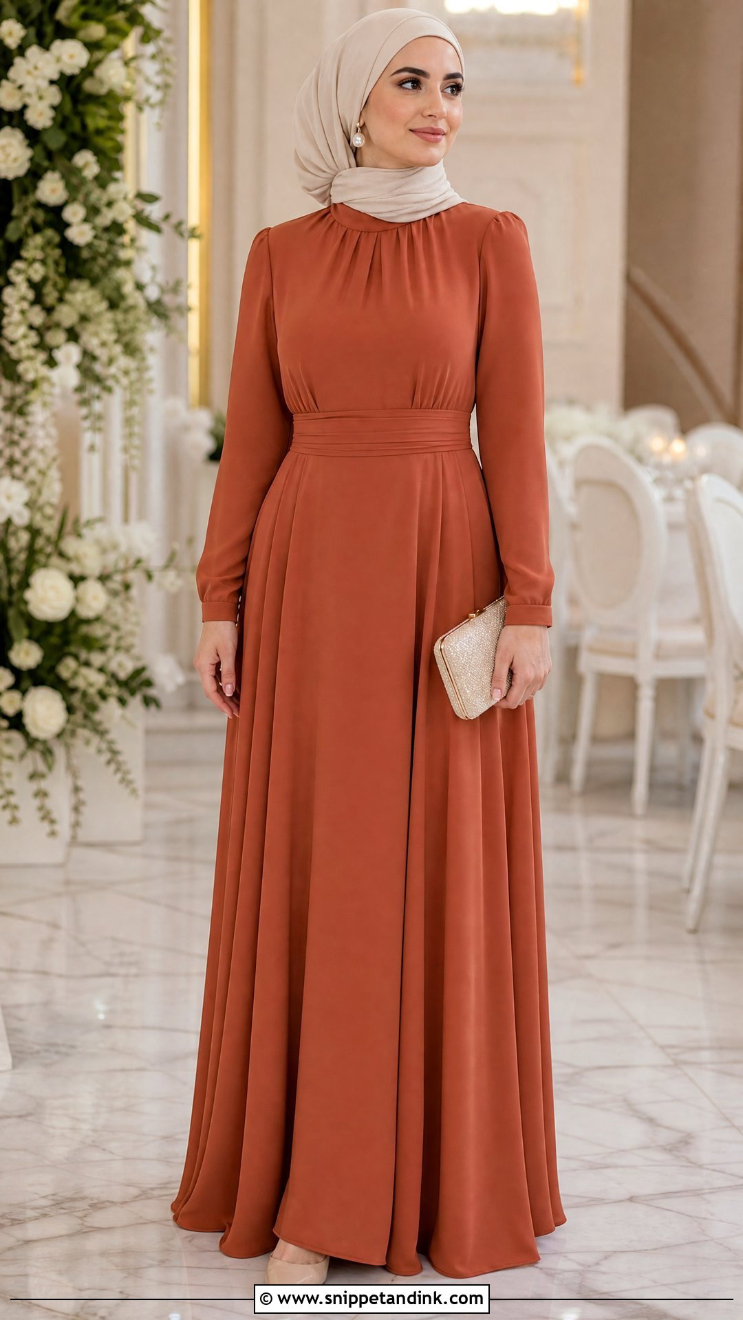 Modest Terracotta Wedding Dress - Snippet and Ink - 20 Terracotta Wedding Dress Ideas
