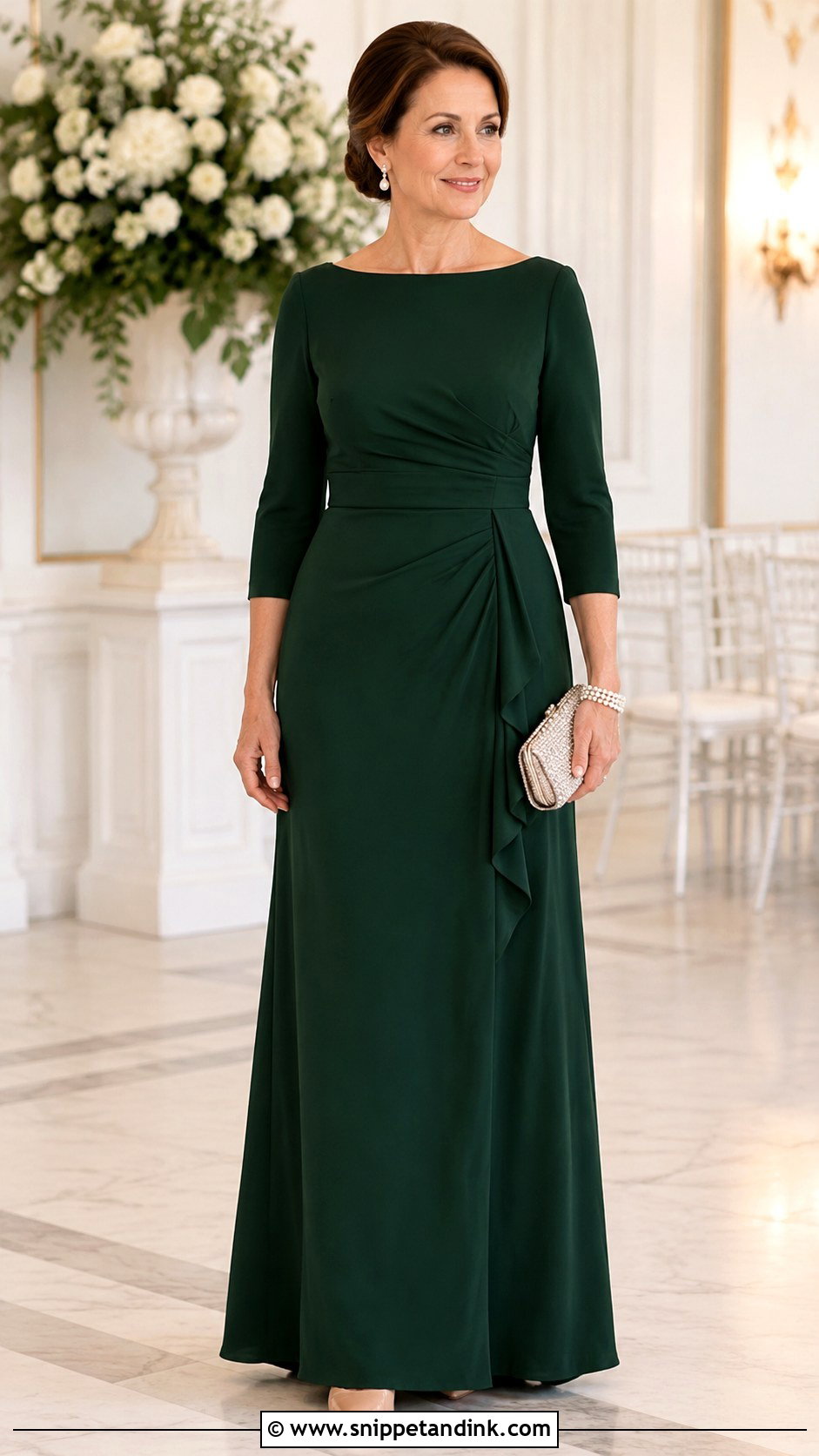 Modest Three Quarter Sleeve Mother of the Bride Dress - Snippet and Ink - 20 Mom of Bride Dresses