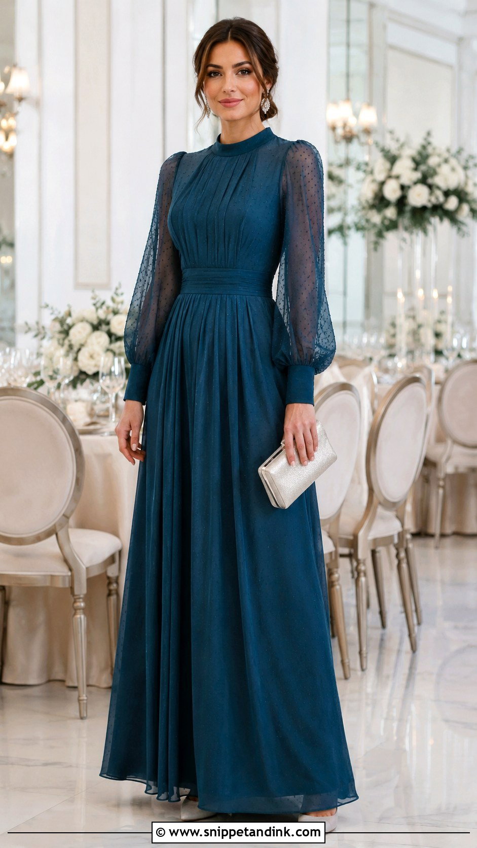 Modest Tulle Sleeve Maxi Dress for Wedding - Snippet and Ink - 20 Modest Dresses for Wedding