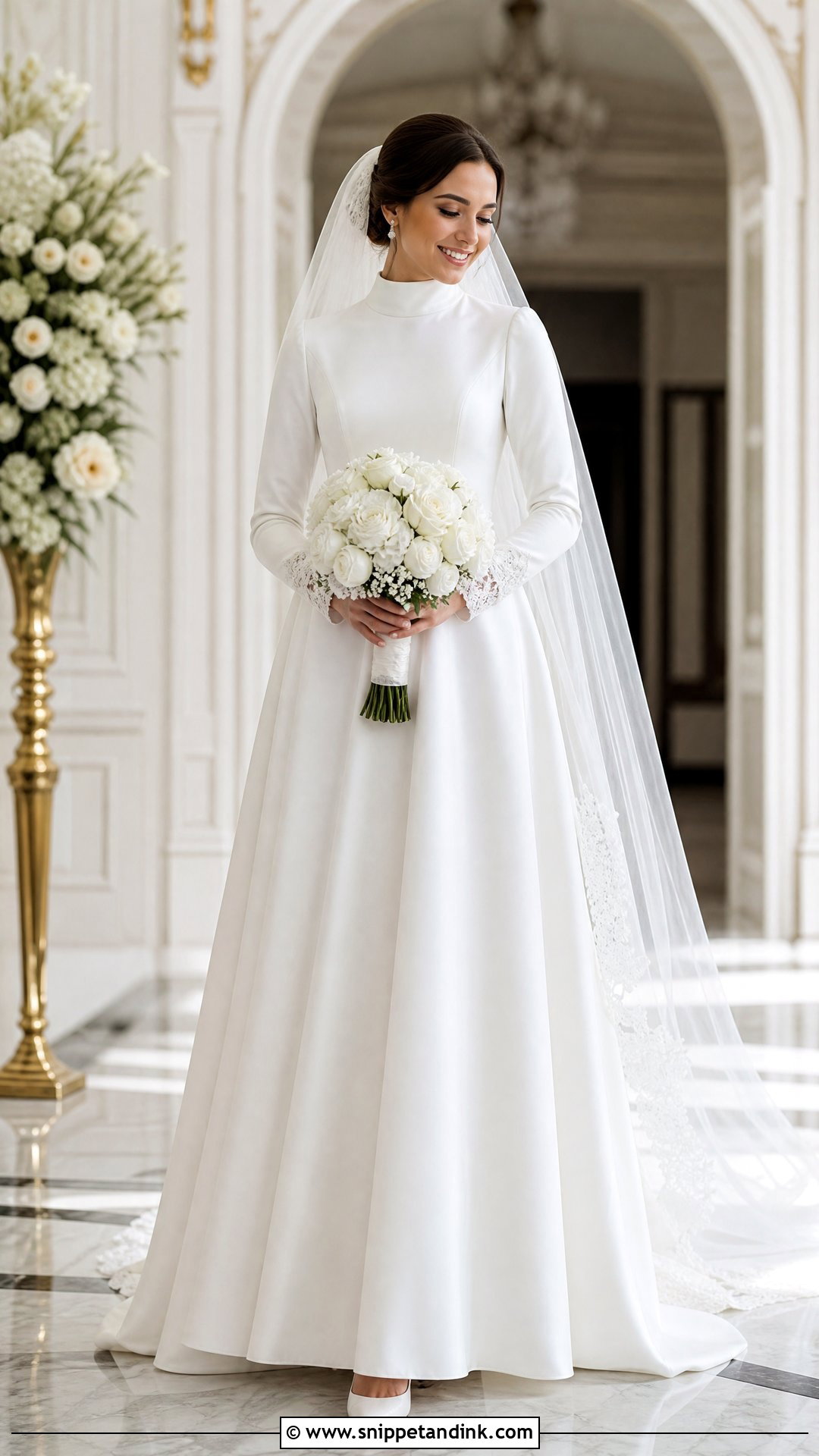 Modest Turtleneck Wedding Dress With Full Coverage - Snippet and Ink - 20 Turtleneck Wedding Dresses