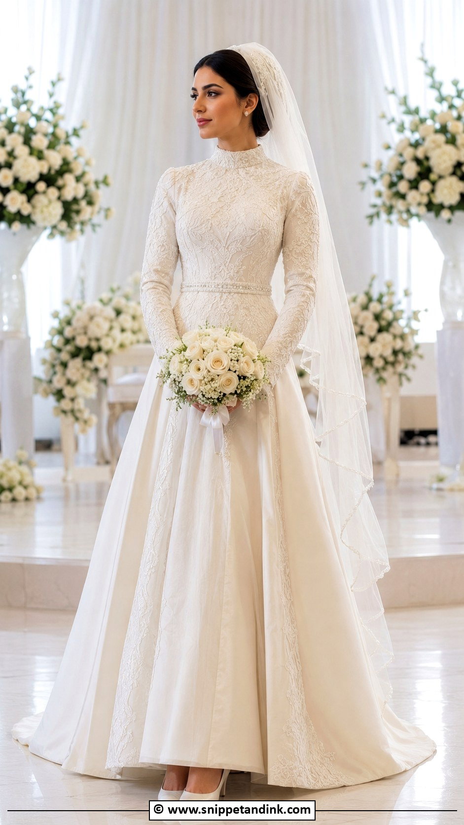 Modest Turtleneck Wedding Dress - Snippet and Ink - 25 Turtle Neck Wedding Dress Ideas