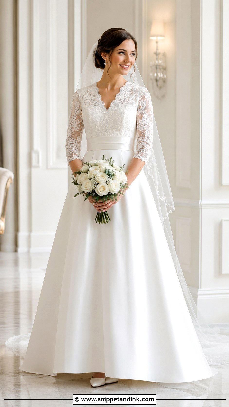 Modest V Neck A Line Wedding Dress - Snippet and Ink - 20 V Neck a Line Wedding Dress Ideas