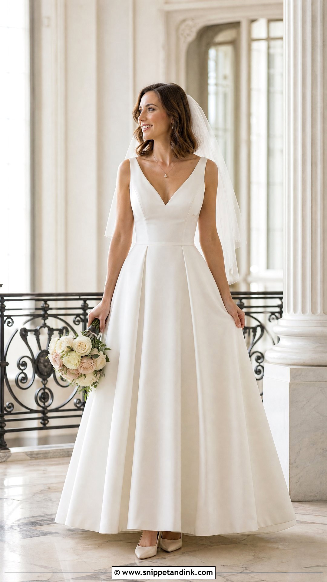 Modest V Neck Bridal Gown - Snippet and Ink - 20 V Neck Bridal Gown Ideas