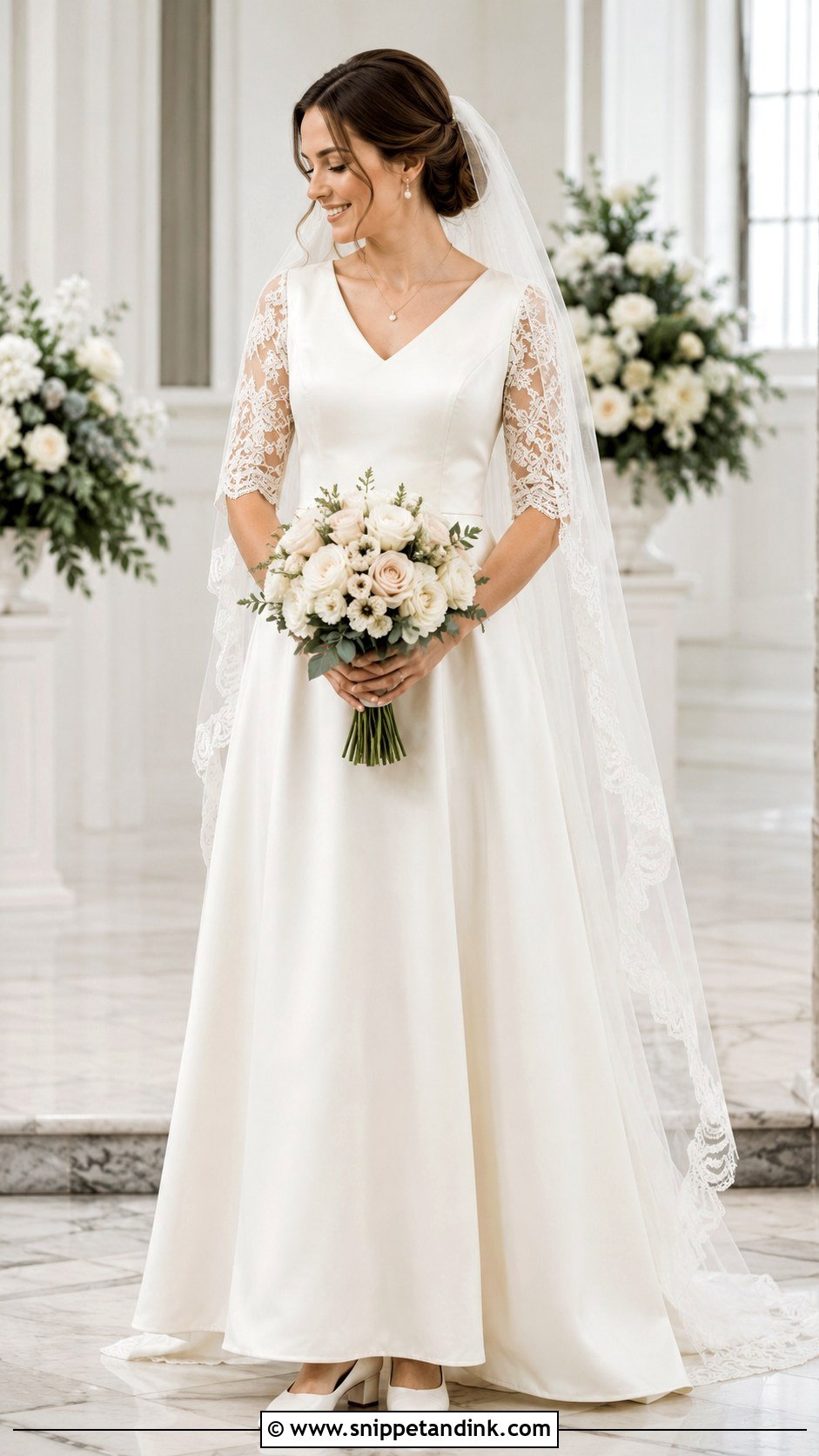 Modest V Neck Christian Bridal Dress - Snippet and Ink - 20 Christian Bridal Dress Ideas
