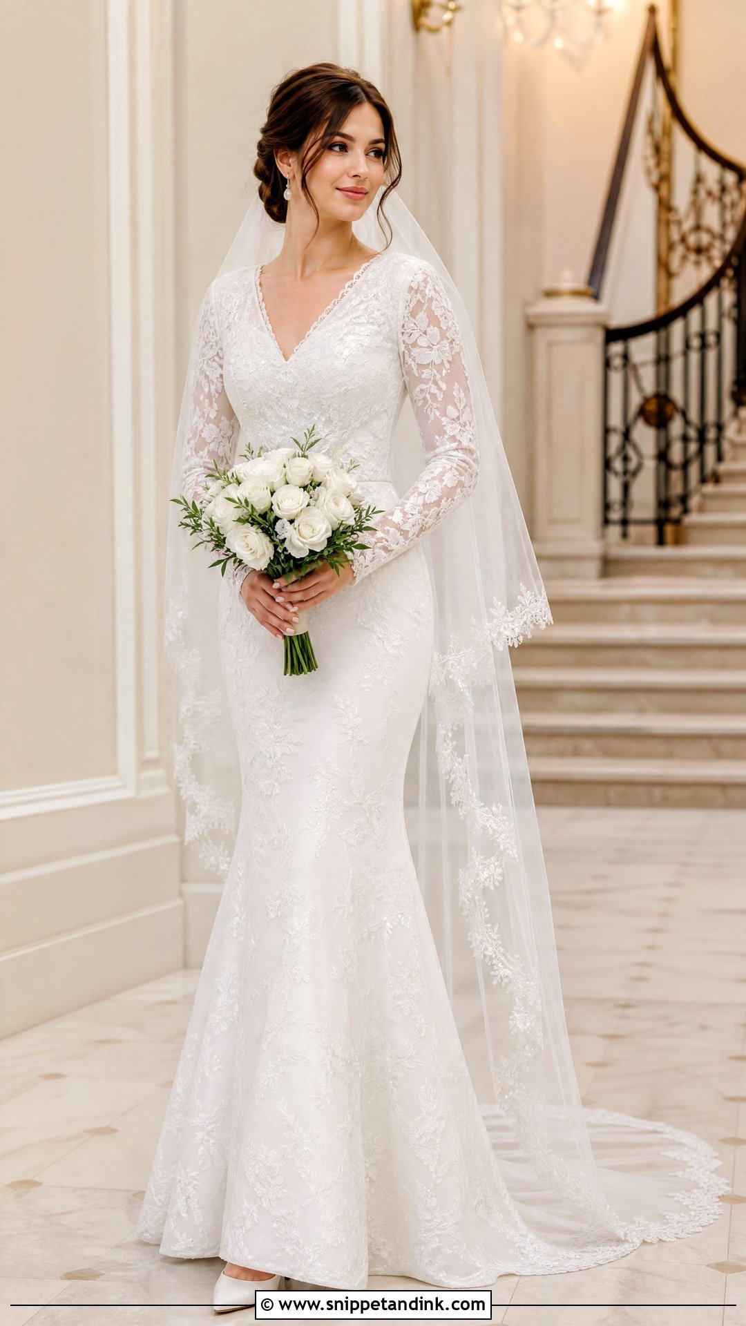 Modest V Neck Mermaid Wedding Dress - Snippet and Ink - 20 V Neck Mermaid Wedding Dress Ideas