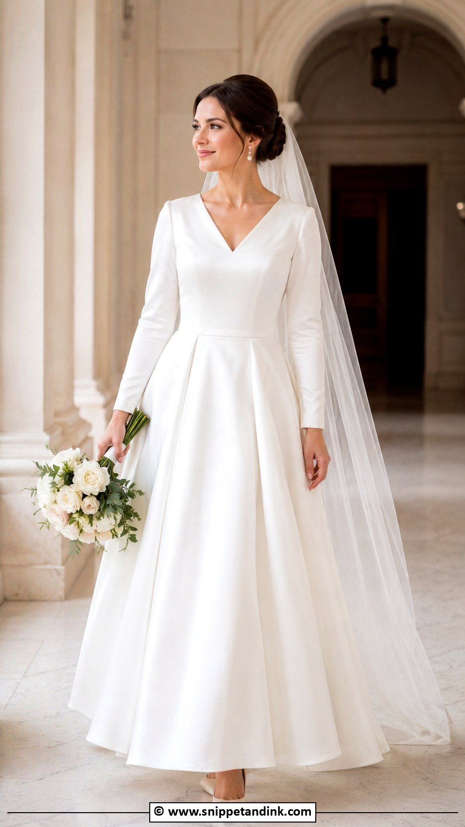 Modest V Neck Wedding Dress - Snippet and Ink - 30 V Neck Wedding Dress Ideas
