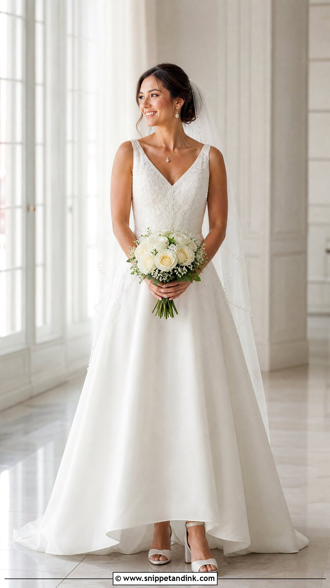 Modest V Neck Wedding Gown - Snippet and Ink - 20 V Neck Wedding Gown Ideas