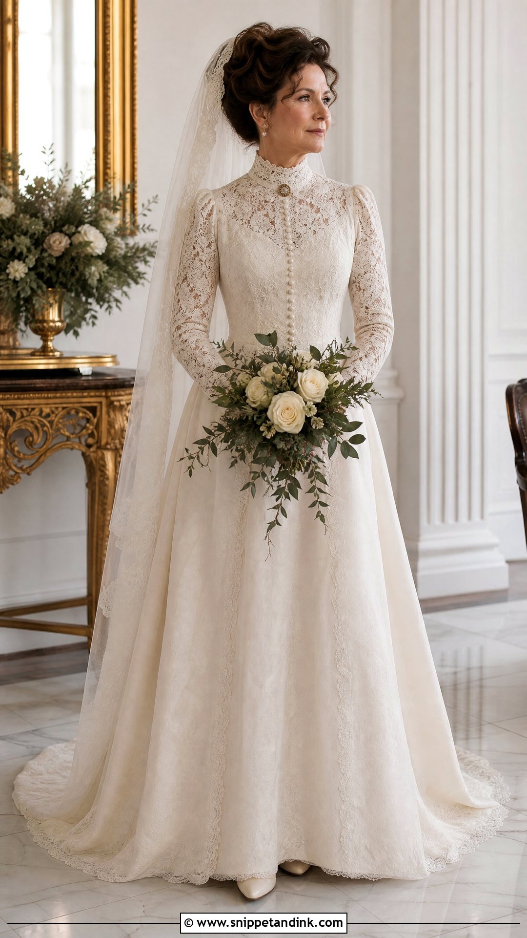 Modest Victorian Wedding Dress With Lace Sleeves - Snippet and Ink - 20 Phantom of the Opera Wedding Dress Ideas