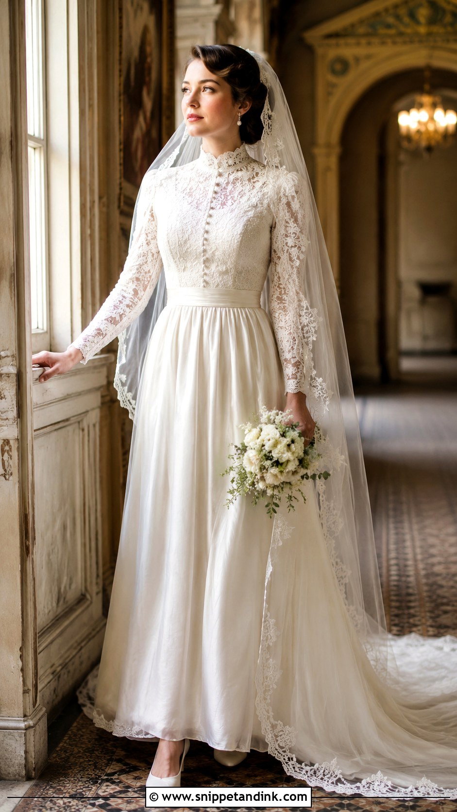 Modest Vintage Bridal Gown - Snippet and Ink - 30 Modest Bridal Gowns