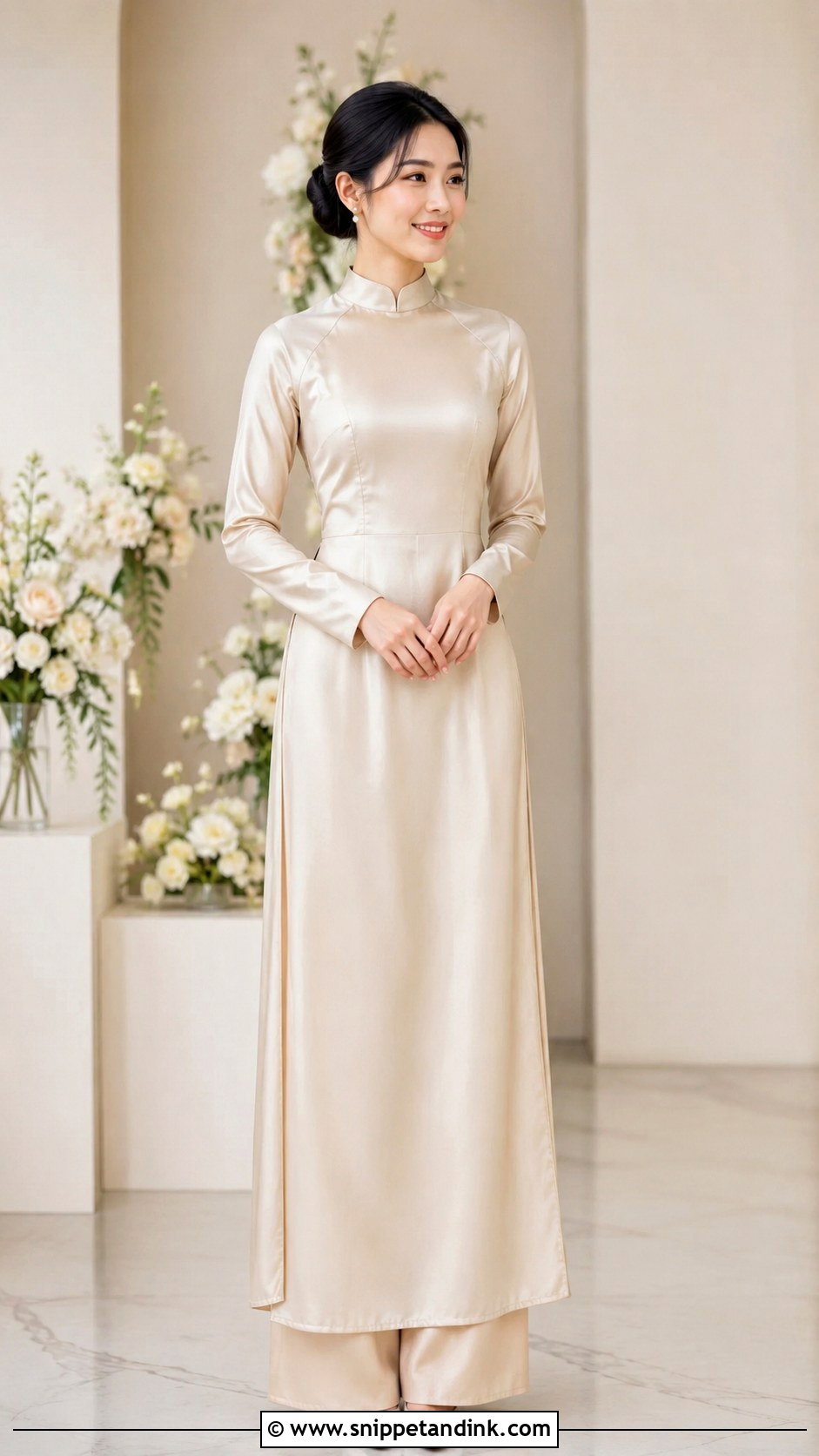 Modest Wedding Ao Dai With High Neck - Snippet and Ink - 25 Wedding Ao Dai Ideas