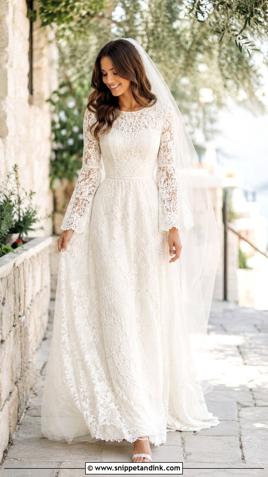 Modest Wedding Dress With Bell Sleeves - Snippet and Ink - 30 Modest Wedding Dresses with Sleeves