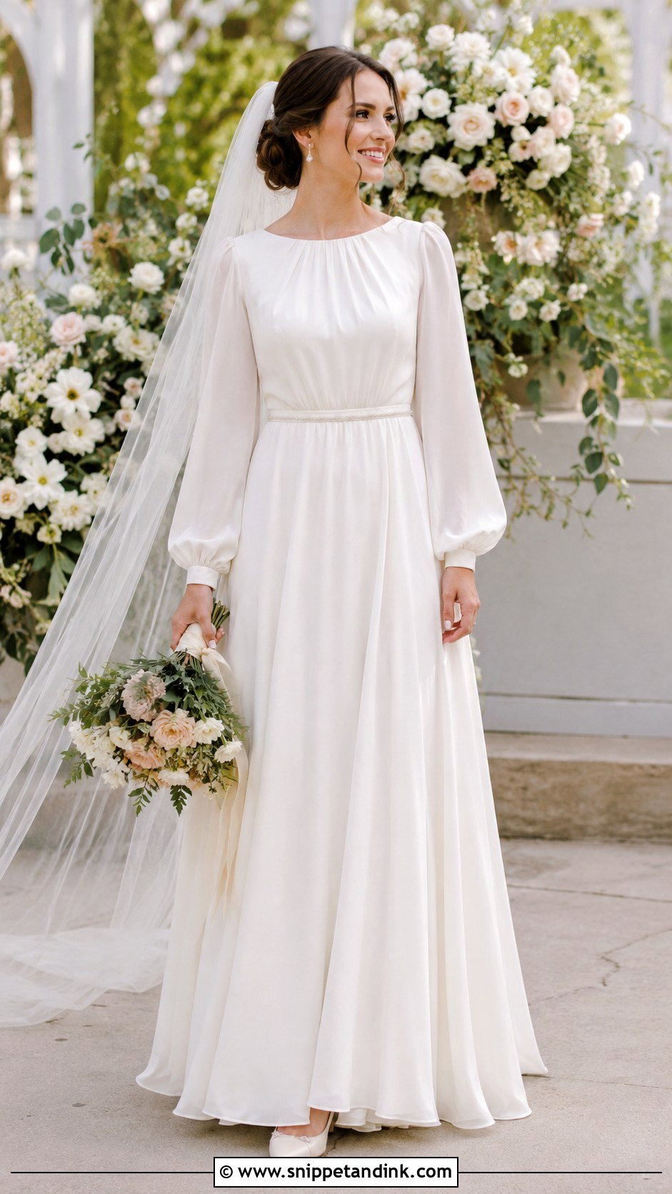 Modest Wedding Dress With Bishop Sleeves - Snippet and Ink - 30 Modest Wedding Dresses with Sleeves