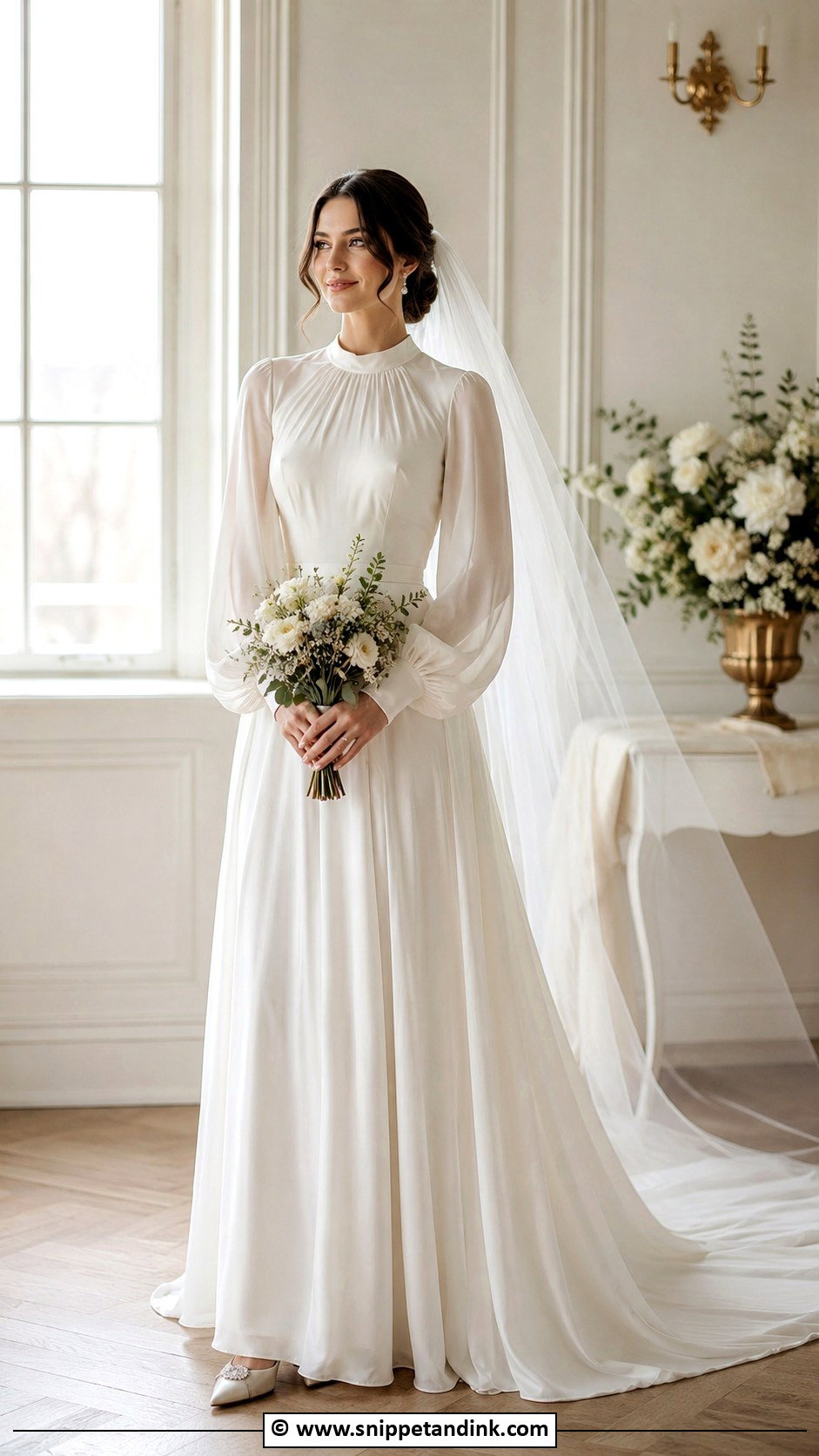 Modest Wedding Dress With Bishop Sleeves - Snippet and Ink - 30 Modest Wedding Dress Ideas