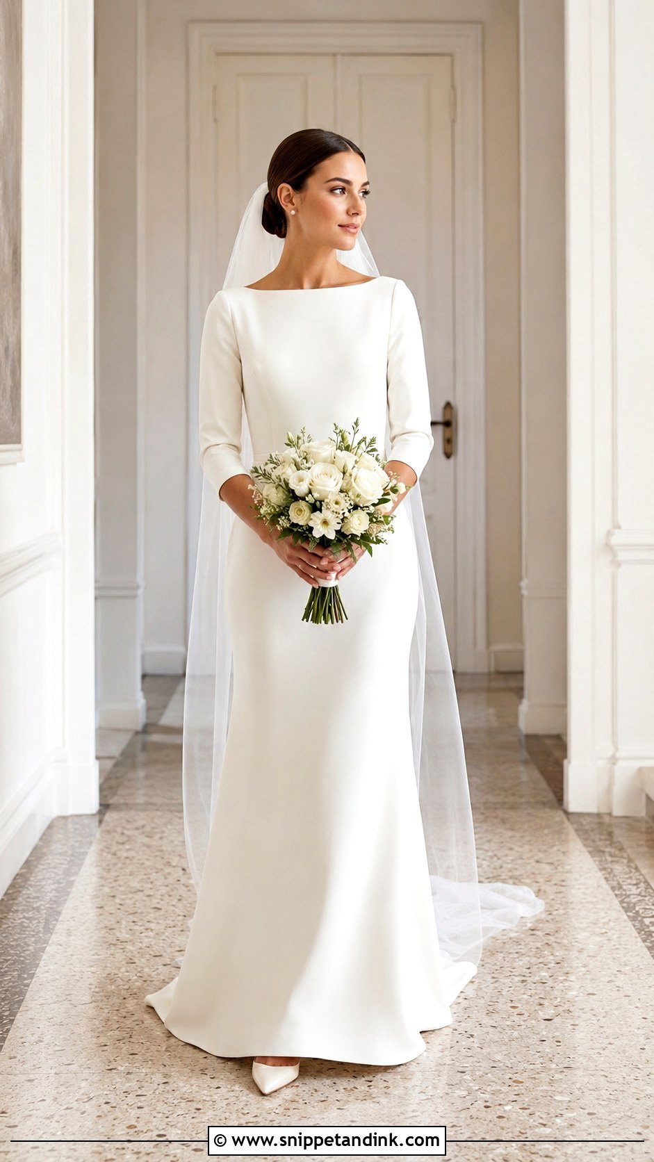 Modest Wedding Dress With Boat Neck And Sleeves - Snippet and Ink - 30 Modest Wedding Dresses with Sleeves