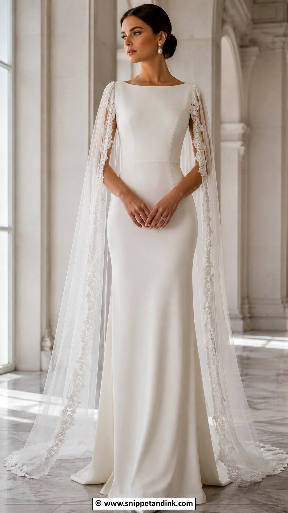 Modest Wedding Dress With Cape - Snippet and Ink - 30 Conservative Wedding Dress Ideas