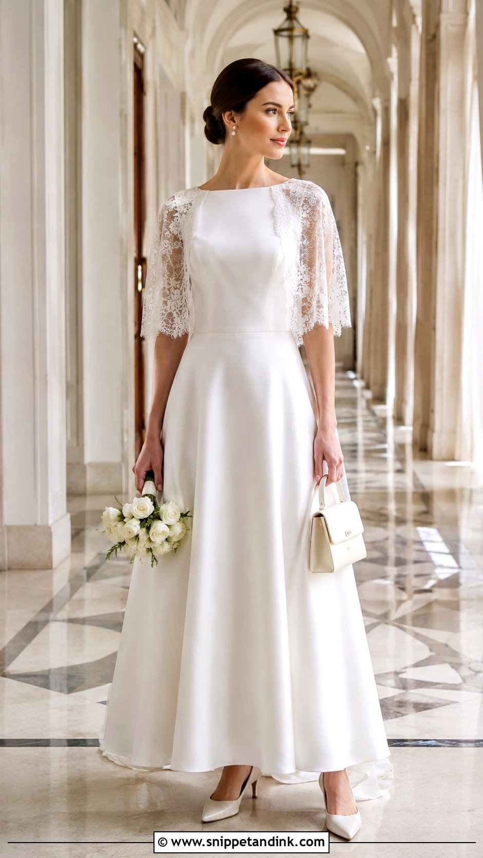 Modest Wedding Dress With Detachable Capelet - Snippet and Ink - 20 Detachable Cape Wedding Dress Ideas