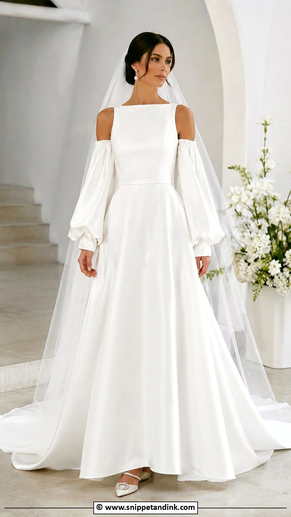 Modest Wedding Dress With Detachable Sleeves - Snippet and Ink - 35 Modest Wedding Dresses