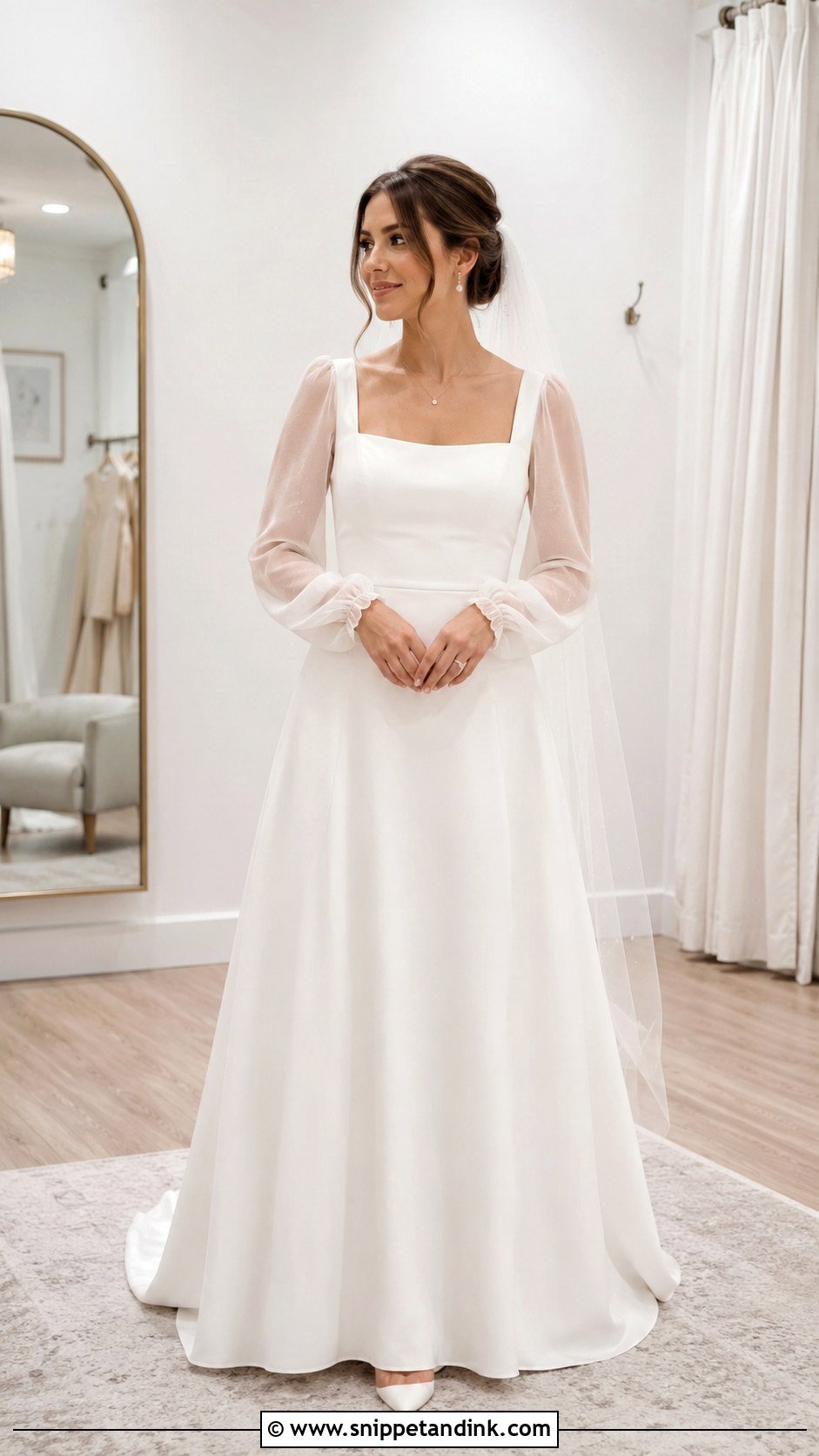 Modest Wedding Dress With Detachable Sleeves - Snippet and Ink - 25 Simple Modest Wedding Dresses