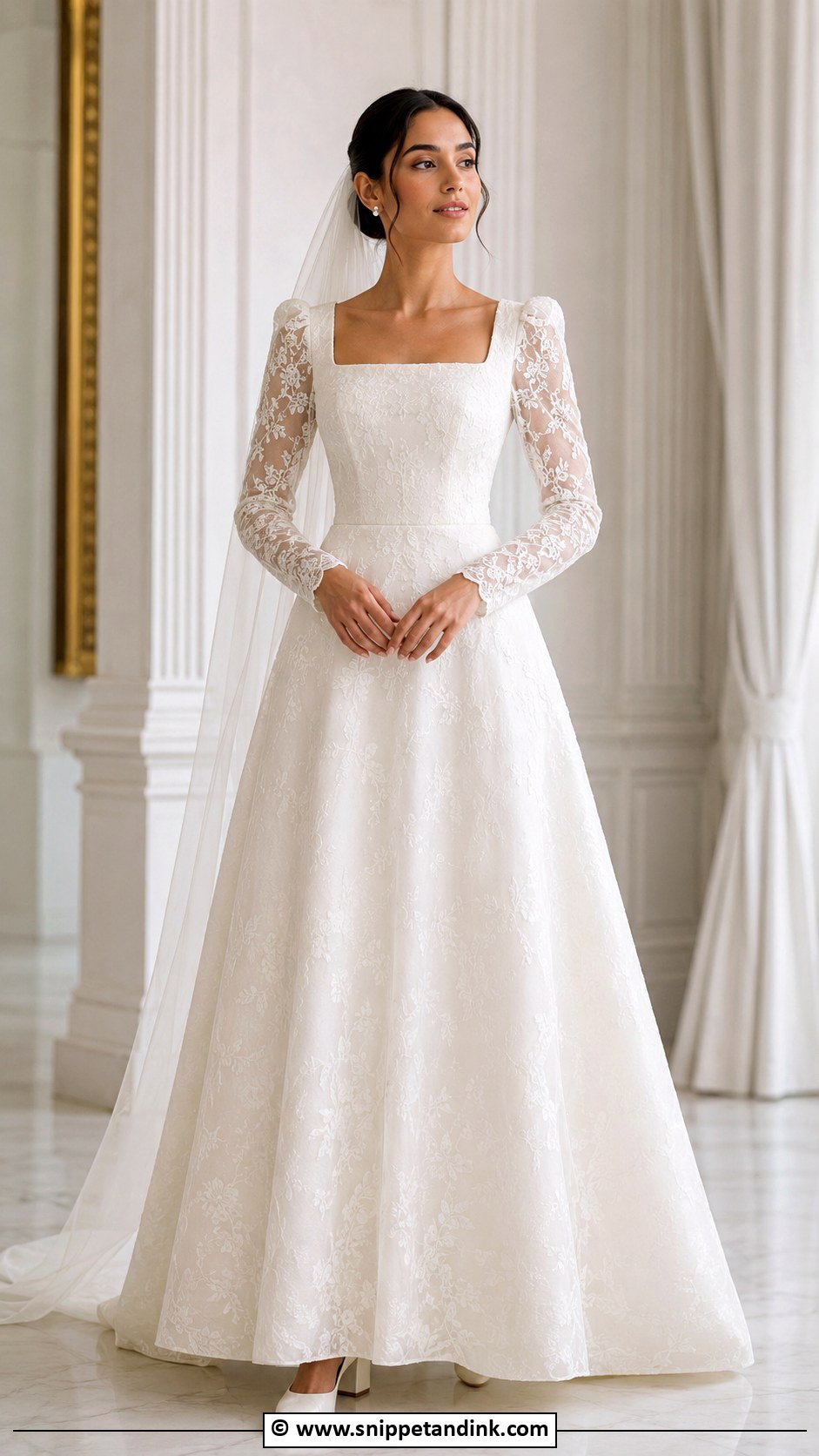 Modest Wedding Dress With Detachable Sleeves - Snippet and Ink - 30 Conservative Wedding Dress Ideas