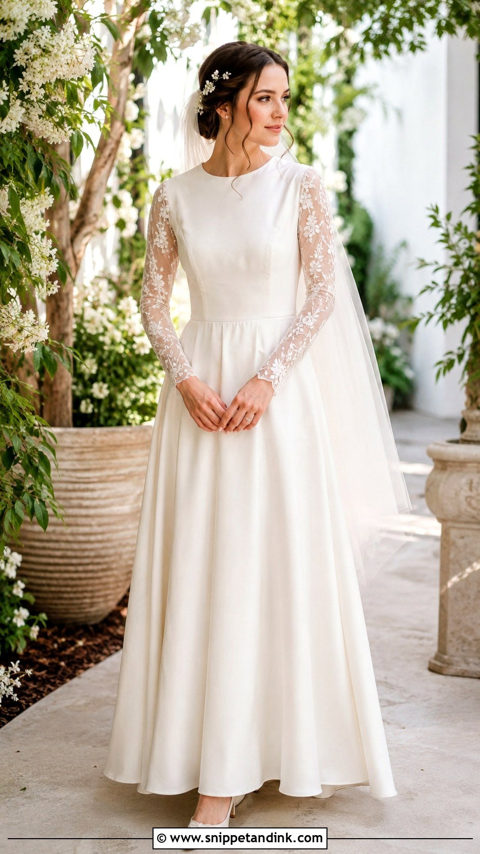 Modest Wedding Dress With Embroidered Sleeves - Snippet and Ink - 30 Modest Wedding Dresses with Sleeves