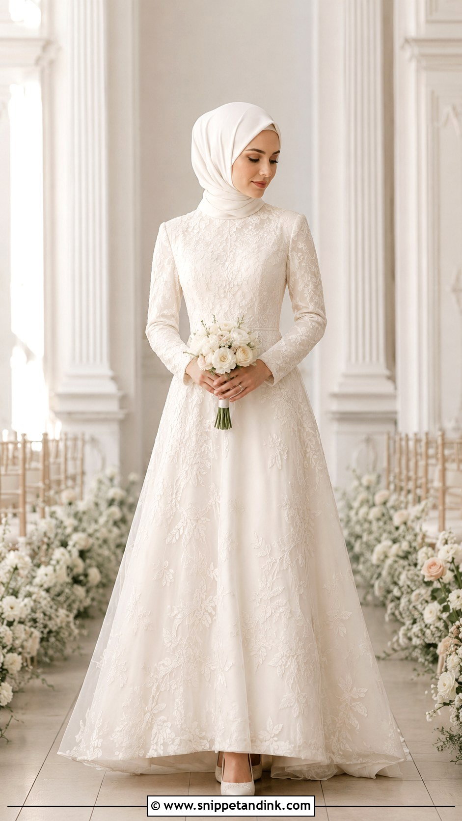 Modest Wedding Dress With Embroidery - Snippet and Ink - 25 Modest Bridal Ideas
