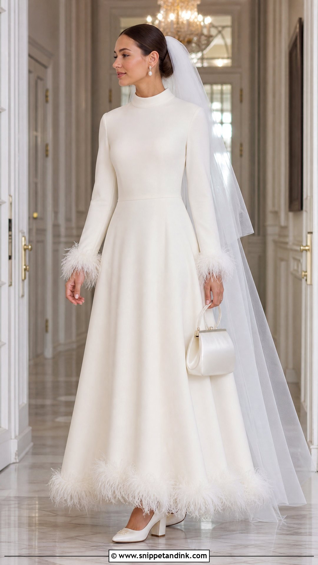 Modest Wedding Dress With Feather Trim - Snippet and Ink - 20 Wedding Dress with Feathers Ideas