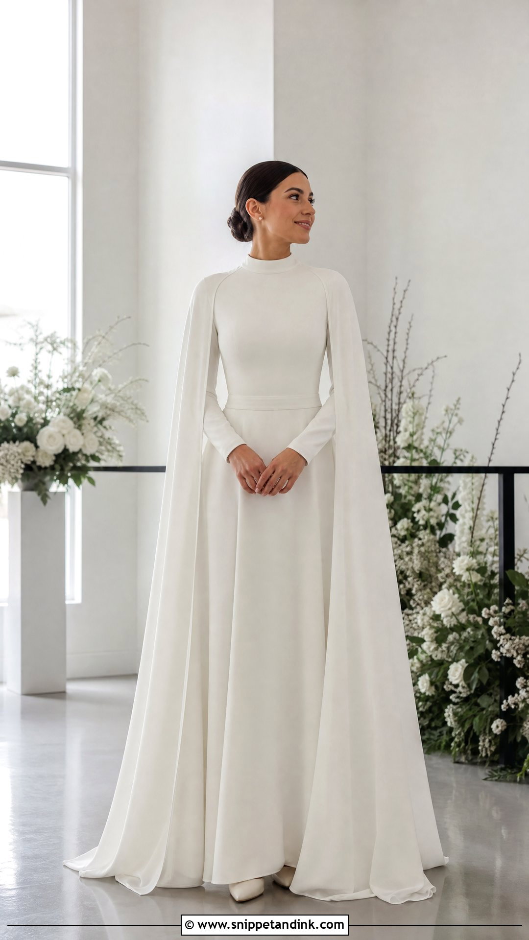 Modest Wedding Dress With Full Coverage Cape - Snippet and Ink - 20 Wedding Dress with a Cape Ideas