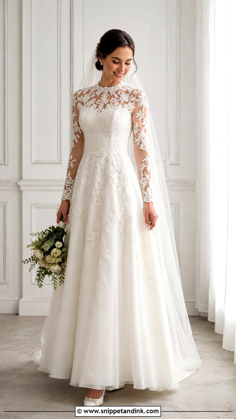 Modest Wedding Dress With Illusion Sleeves - Snippet and Ink - 30 Modest Wedding Dresses with Sleeves