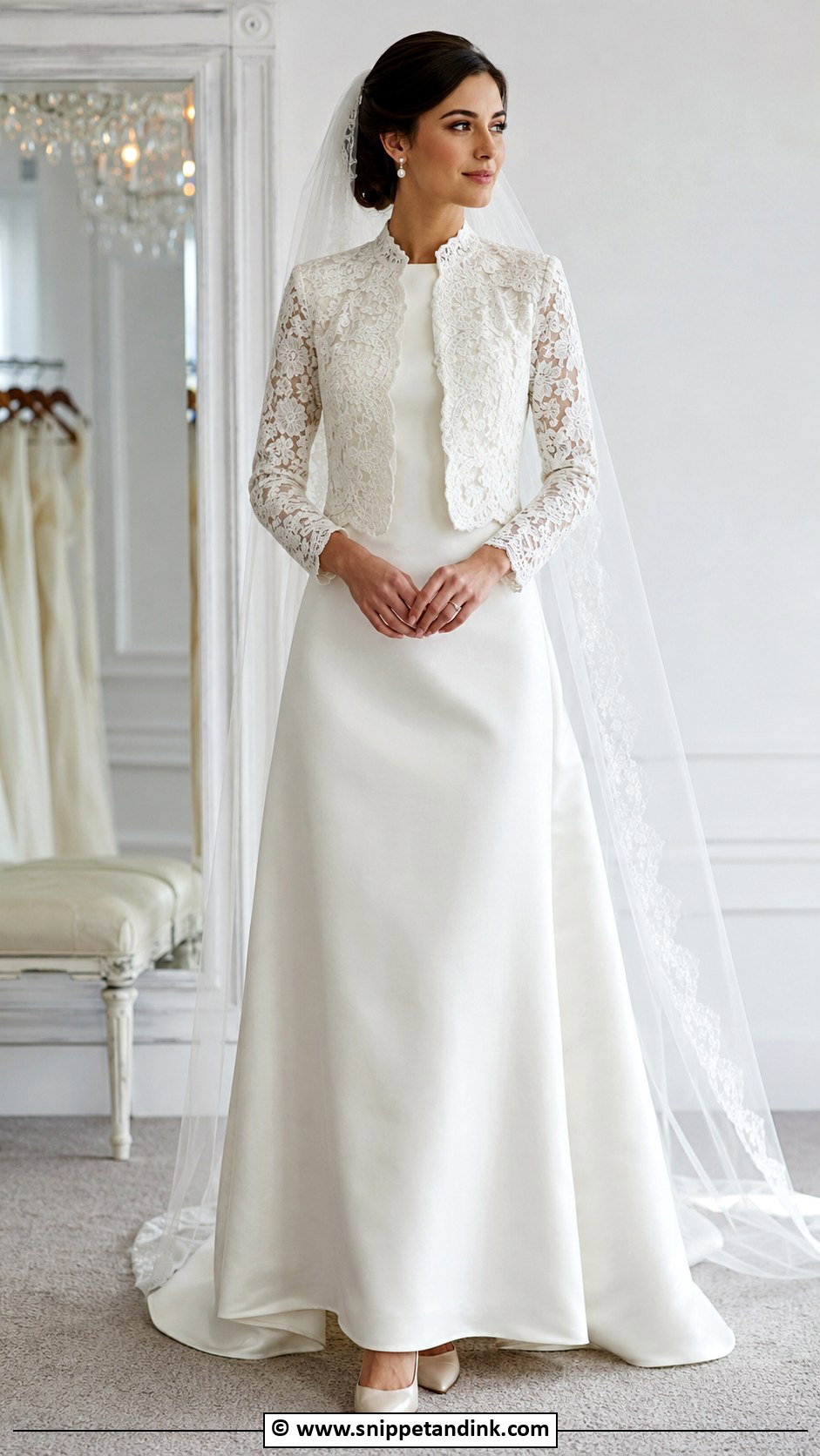 Modest Wedding Dress With Jacket - Snippet and Ink - 30 Conservative Wedding Dress Ideas