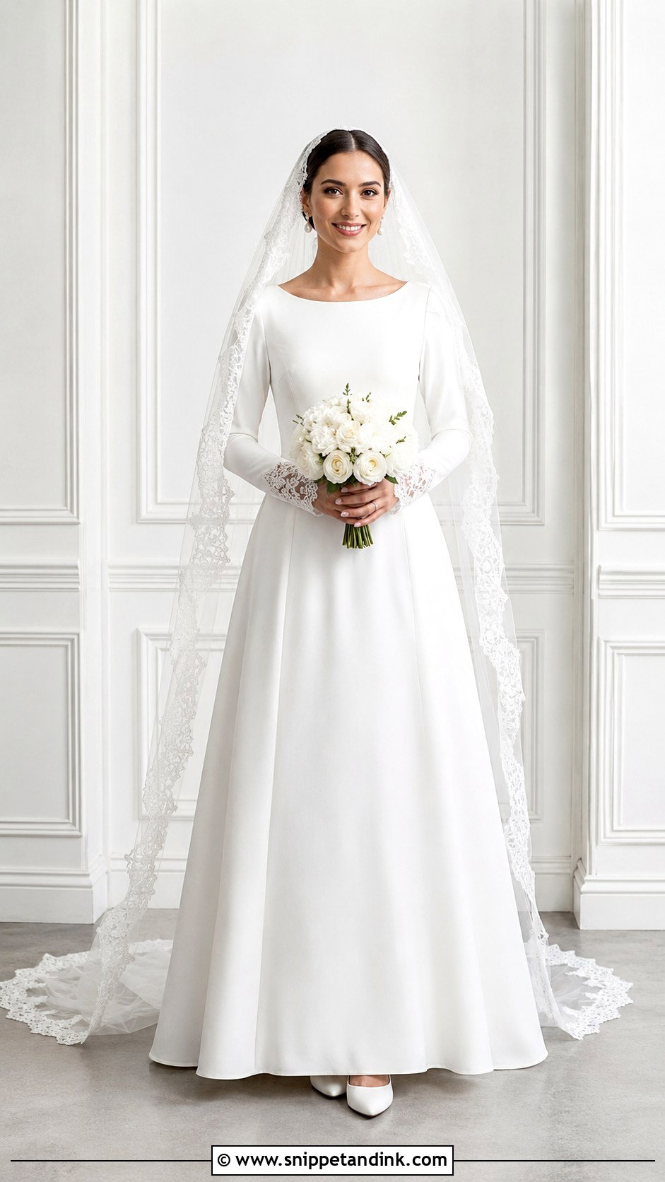 Modest Wedding Dress With Lace Cuffs - Snippet and Ink - 20 Modest Long Sleeve Wedding Dress Ideas