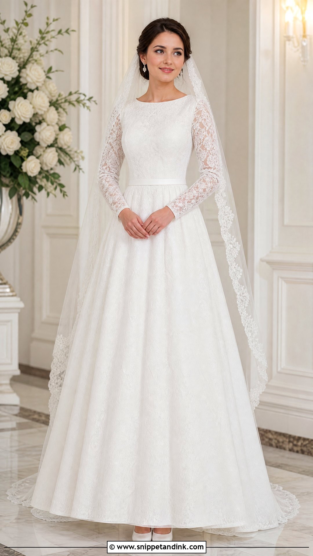 Modest Wedding Dress With Lace Sleeves - Snippet and Ink - 20 Wedding Dresses with Lace Sleeves