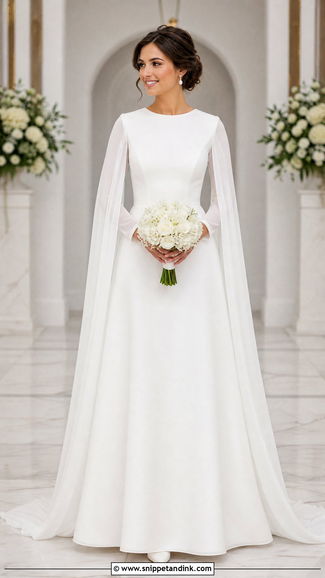Modest Wedding Dress With Long Cape Sleeves - Snippet and Ink - 20 Wedding Dress with Cape Sleeves