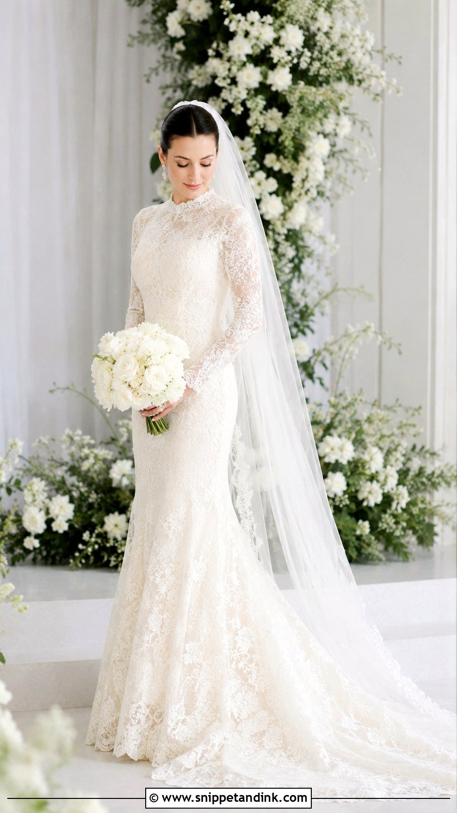 Modest Wedding Dress With Long Sleeves And Train - Snippet and Ink - 30 Modest Wedding Dresses with Sleeves