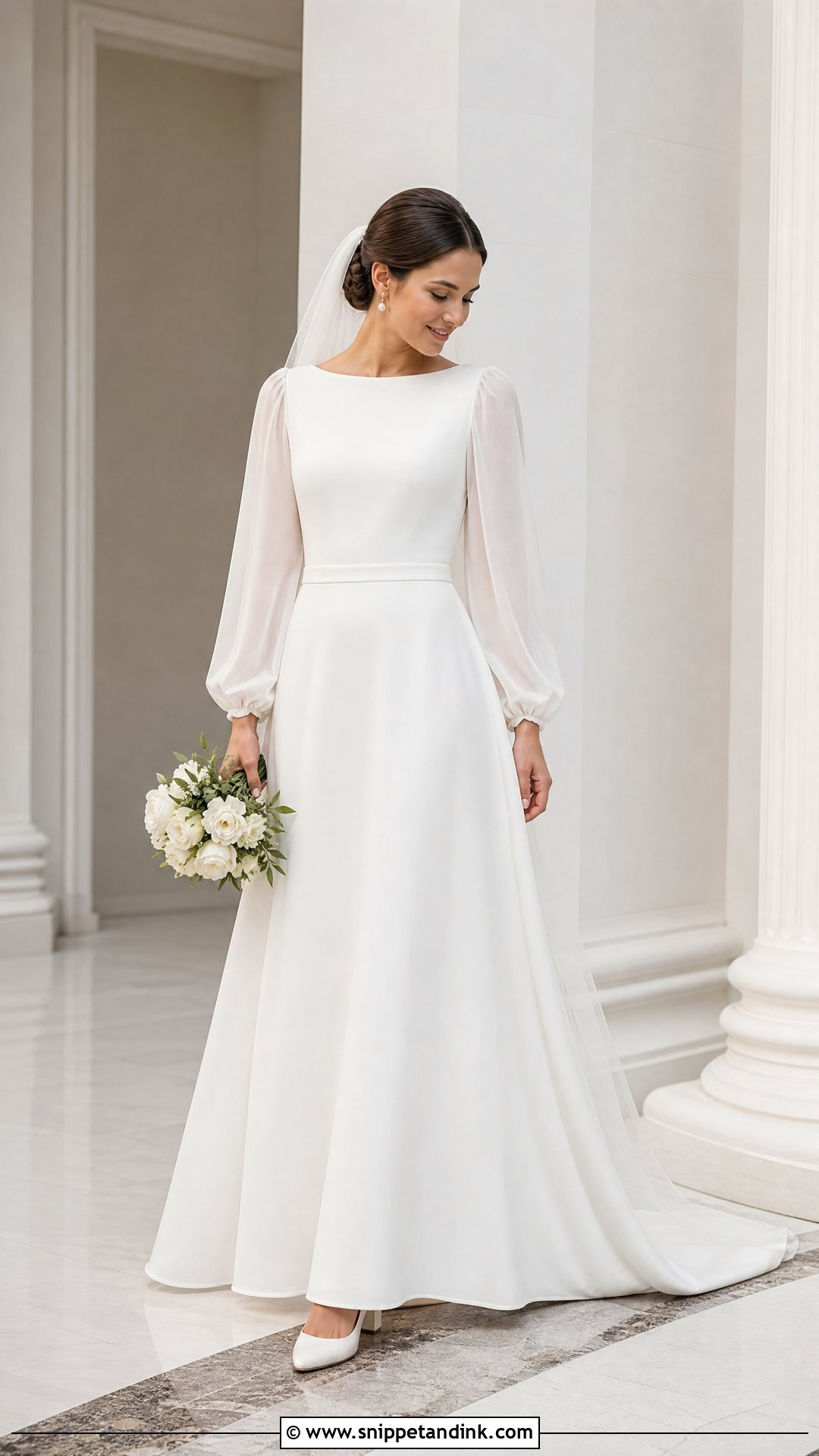 Modest Wedding Dress With Loose Long Sleeves - Snippet and Ink - 20 Wedding Dresses Flowy Sleeves