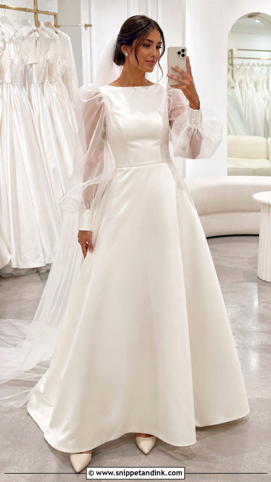 Modest Wedding Dress With Organza Sleeves - Snippet and Ink - 30 Modest Wedding Dresses with Sleeves