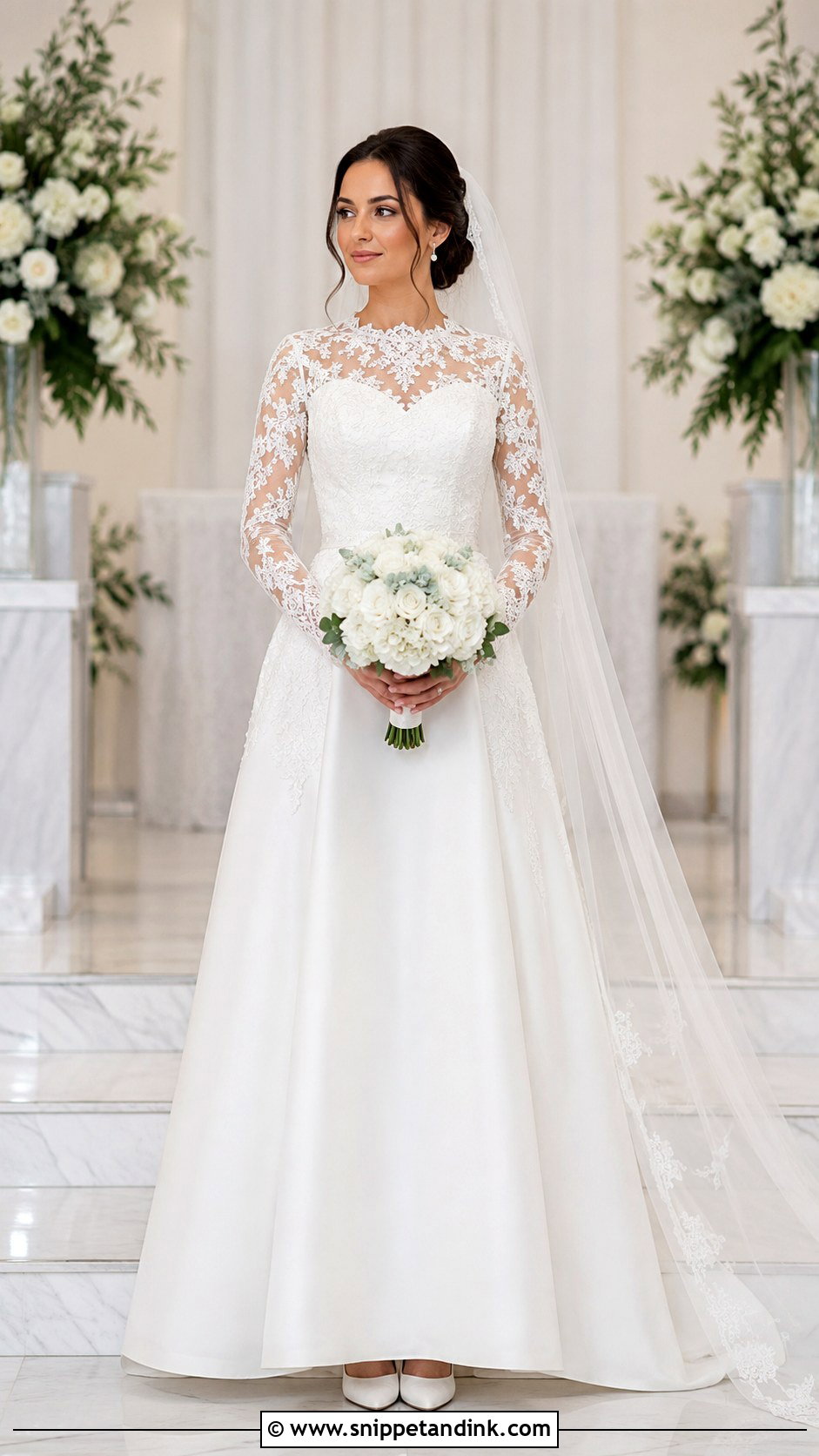 Modest Wedding Gown With Detachable Sleeves And Neckline - Snippet and Ink - 20 2 Way Wedding Gown Ideas