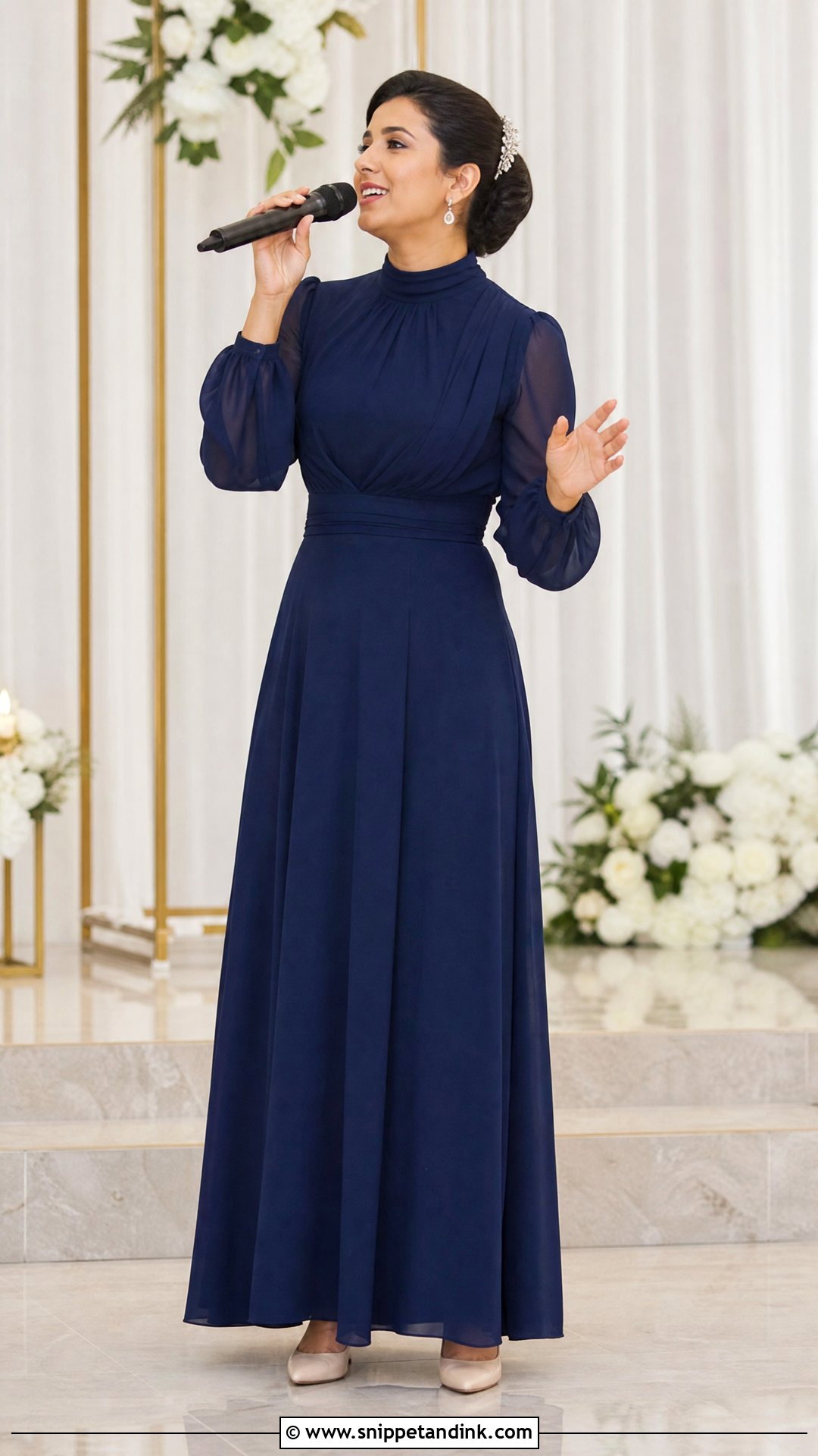Modest Wedding Singer High Neck Maxi Dress - Snippet and Ink - 20 Wedding Singer Outfit Ideas