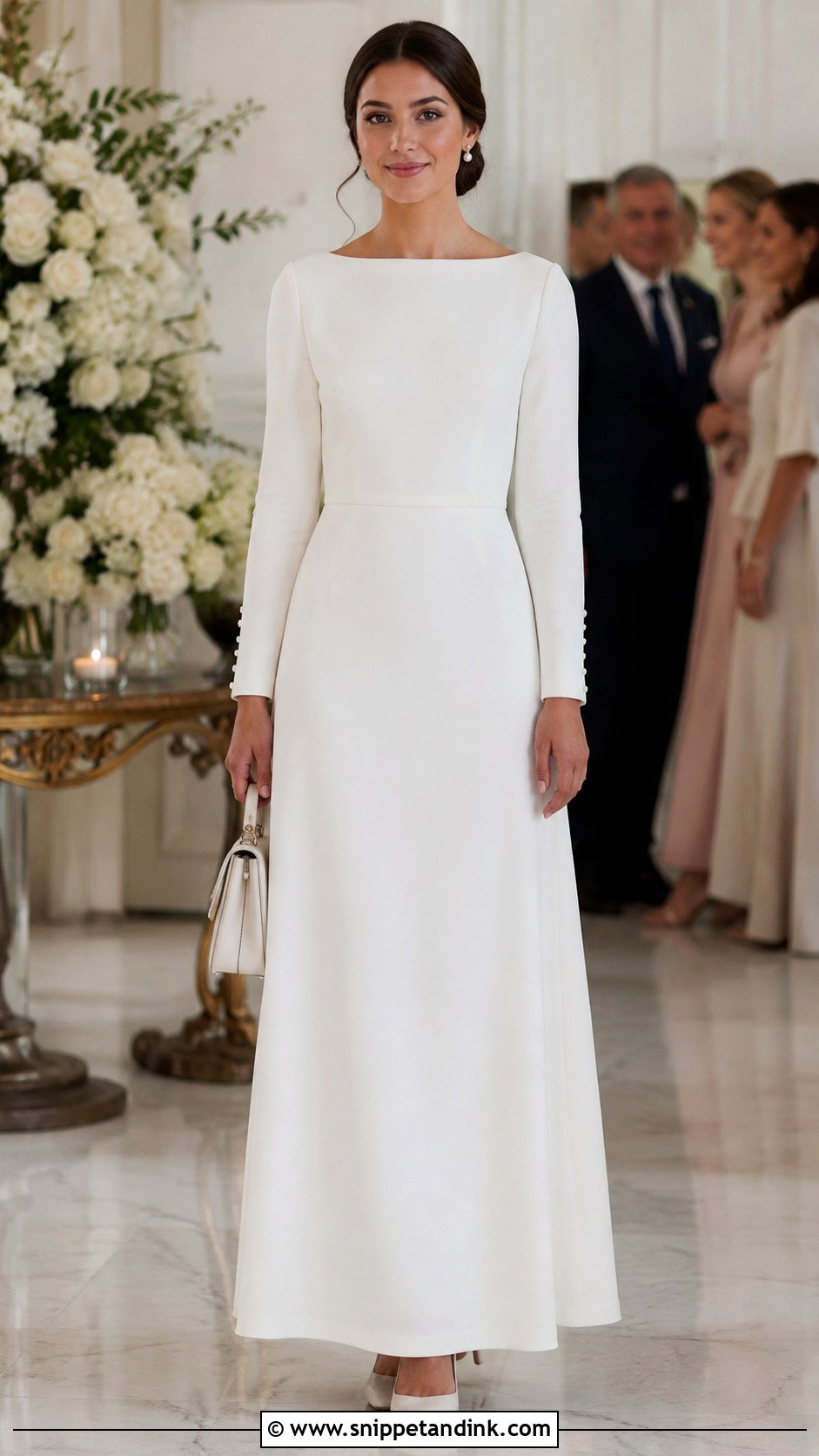 Modest White Gown With Sleeves - Snippet and Ink - 20 Elegant White Gown Ideas